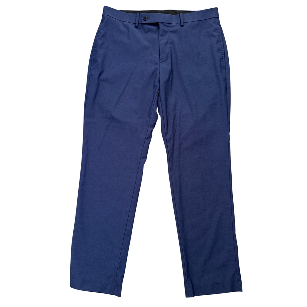 Calvin Klein Dress Pants Mens 34W x 30L Blue Flat Front Slim Straight Trousers